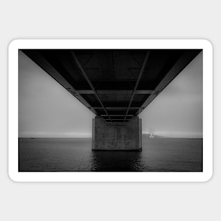 In the beautiful evening light lies the Öresund Bridge, which connects Sweden and Denmark Sticker